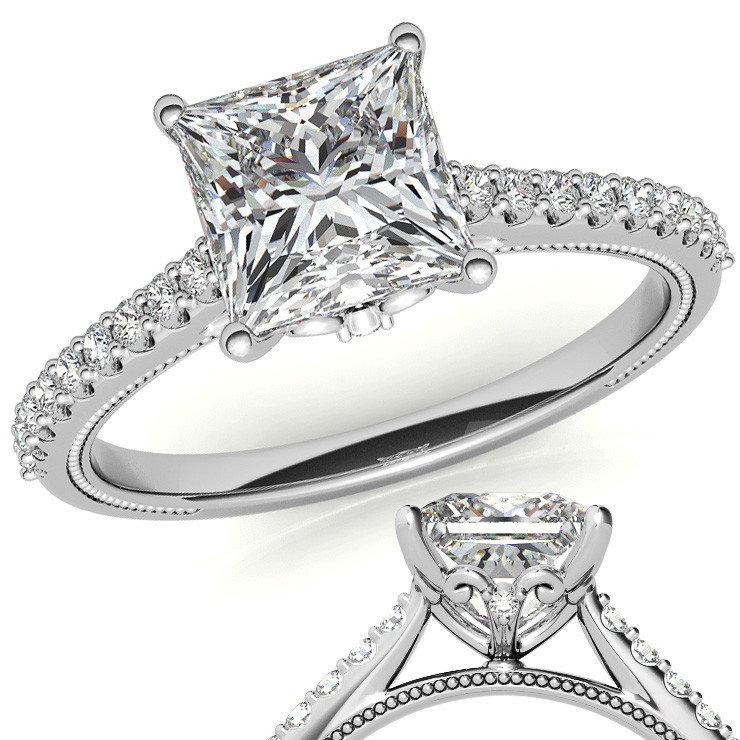 3 Stone Princess Cut Diamond Ring with trillions, 2 Carat E VS1 GIA –  Kingofjewelry.com