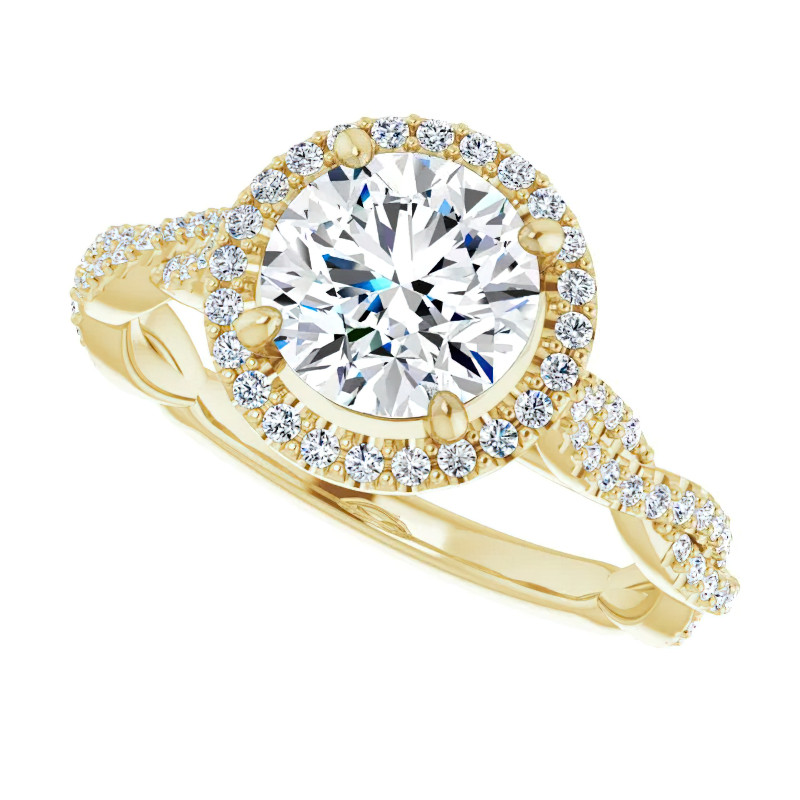 Round Twisted Cathedral Halo Moissanite Engagement Ring - enr192 ...