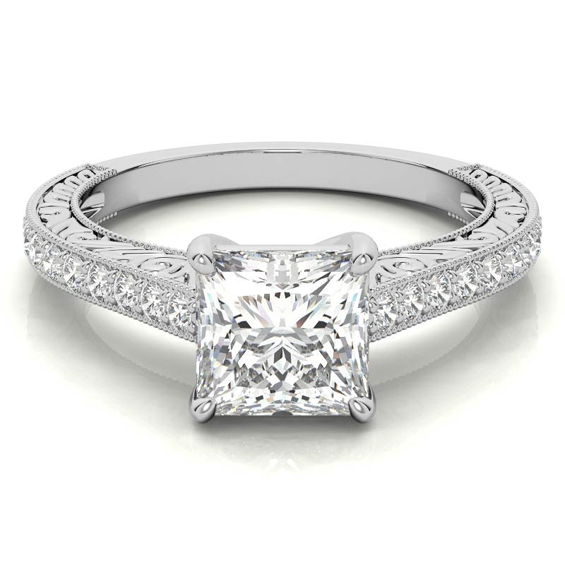 Princess cut Moissanite Antique Trellis Engagement Ring - enr226 ...