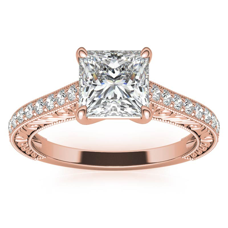 Princess cut Moissanite Antique Trellis Engagement Ring - enr226 ...