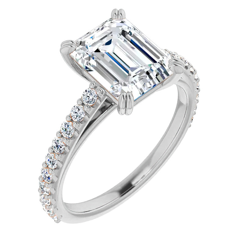 Emerald cut Moissanite Double Prong Cathedral Engagement Ring - enr305 ...