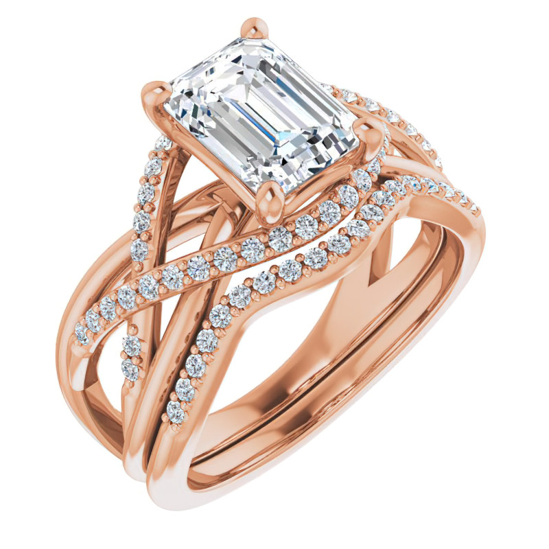 Multi-Band Emerald / Radiant Moissanite Infinity Engagement Ring ...