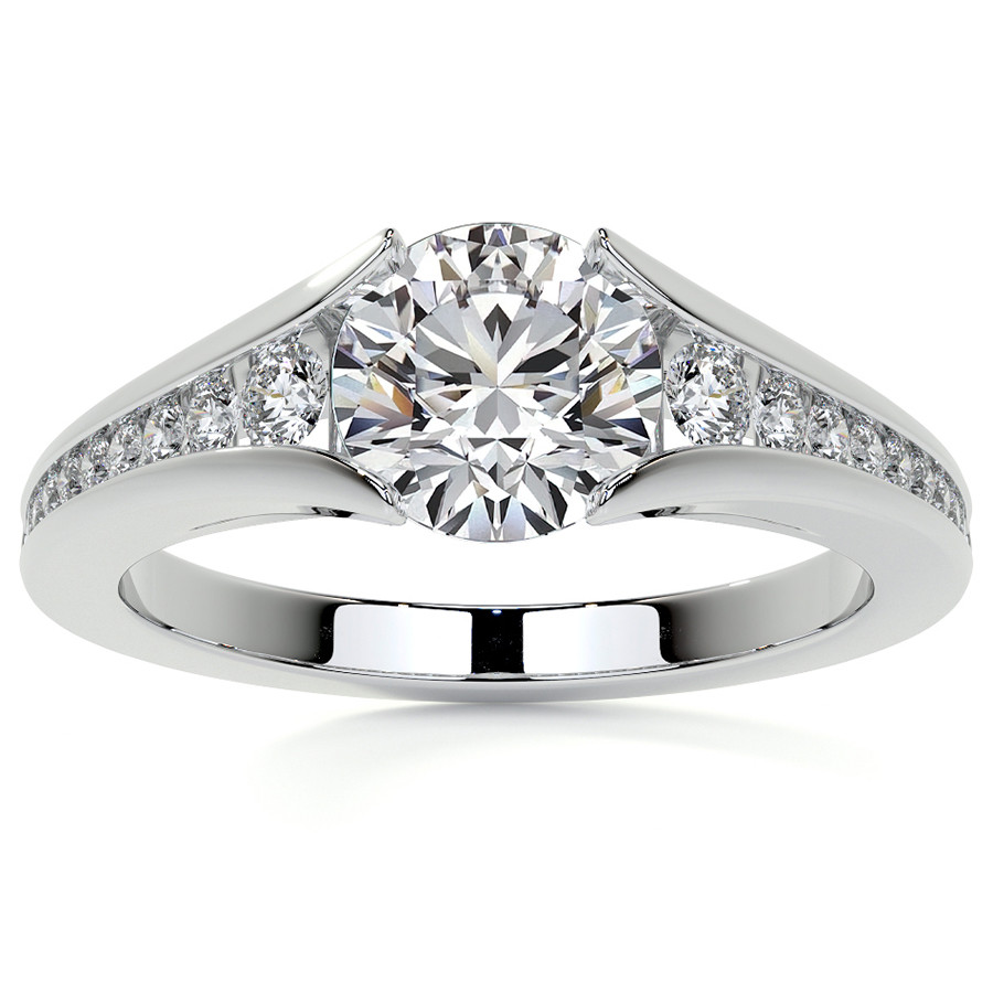 Round Tension Cathedral Moissanite Engagement Ring - enr522 