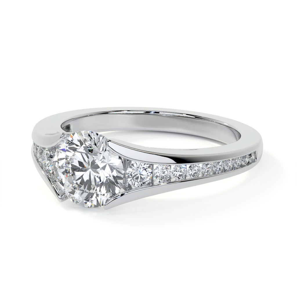 Round Tension Cathedral Moissanite Engagement Ring - enr522 