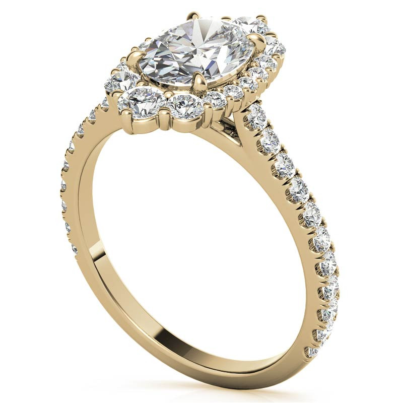 Oval Moissanite Graduated Halo Engagement Ring - enr603-ov ...