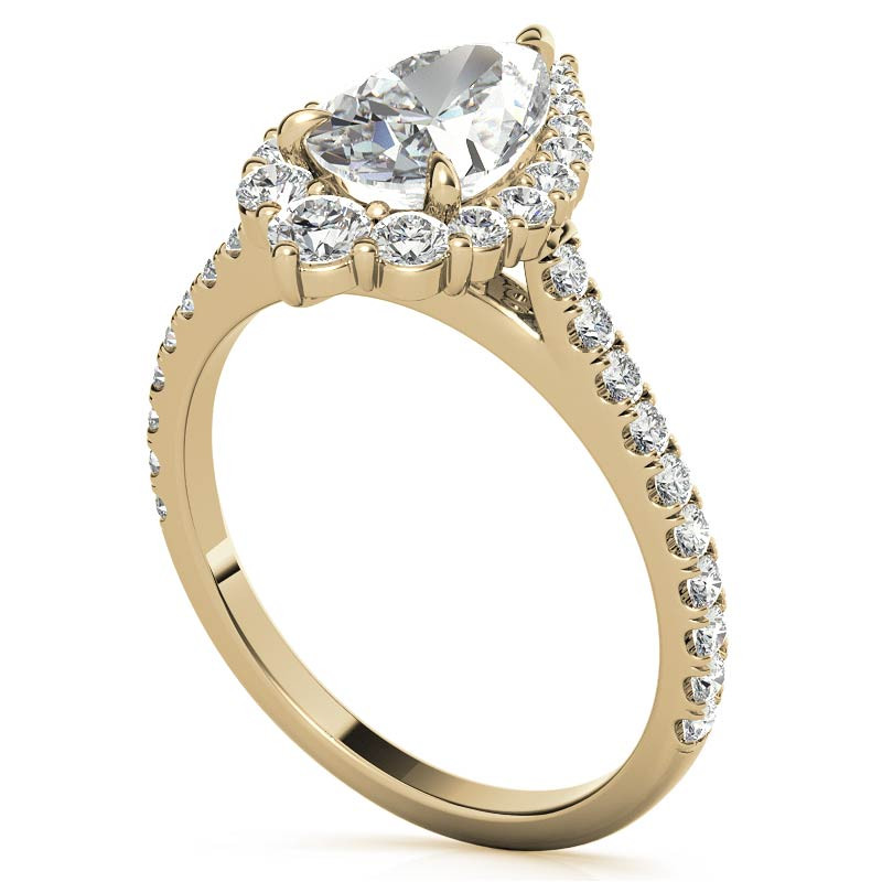 Pear Moissanite Graduated Halo Engagement Ring - enr603-pear ...