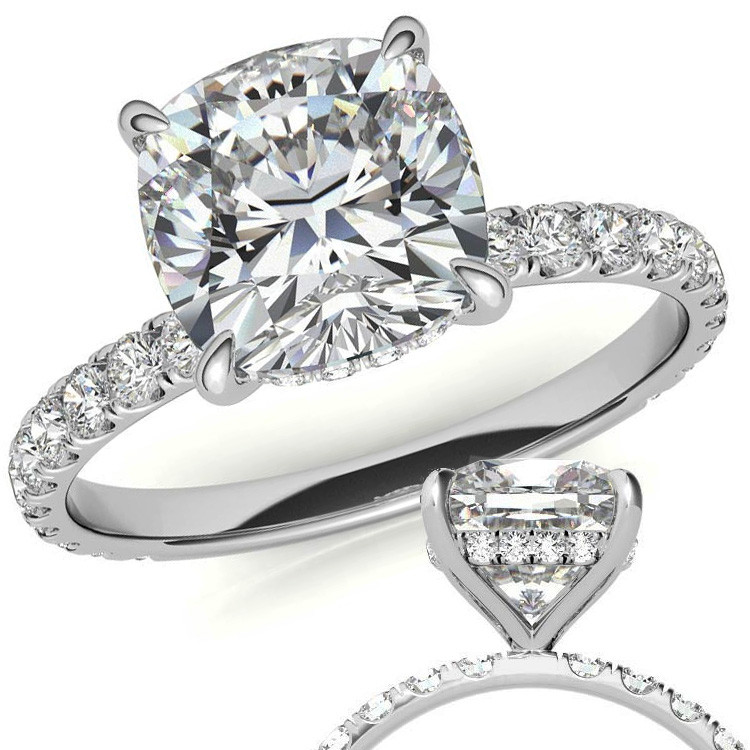 Oval Pave Style Moissanite Engagement Ring - eng222a-ov - MoissaniteCo.com