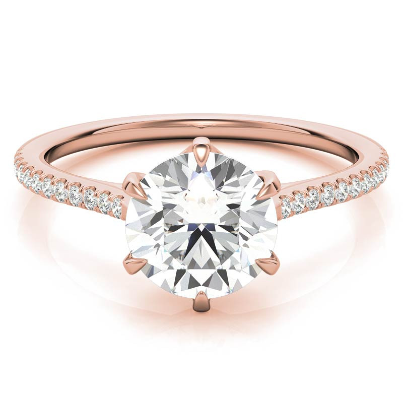Petite Trellis 6-Prong Round Brilliant Moissanite Engagement Ring ...