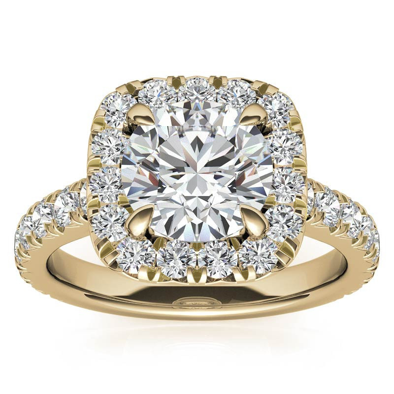 Round Brilliant Moissanite with Cushion Halo Engagement Ring - enr632 ...