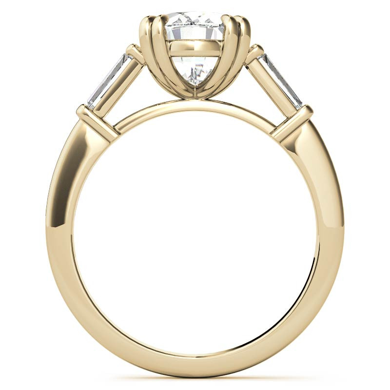 Oval Moissanite Tapered Baguette Double Claw Prong Engagement Ring ...