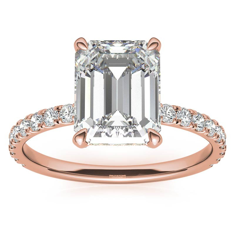 Emerald / Radiant Moissanite Diamond Pave Basket Engagement Ring ...