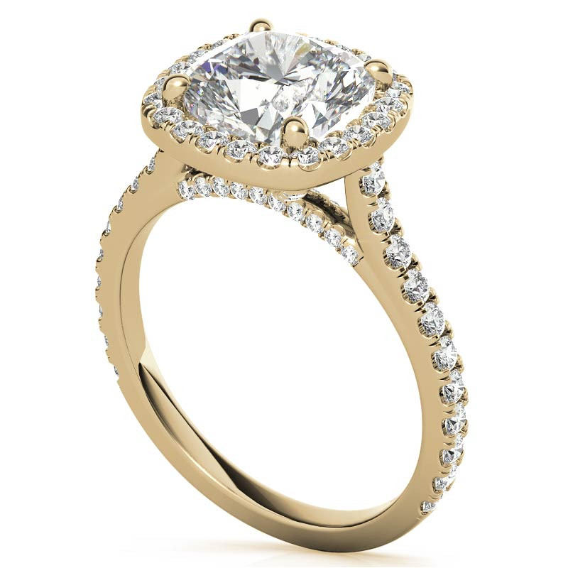 Cushion Halo Cathedral Moissanite Engagement Ring - enr713 ...