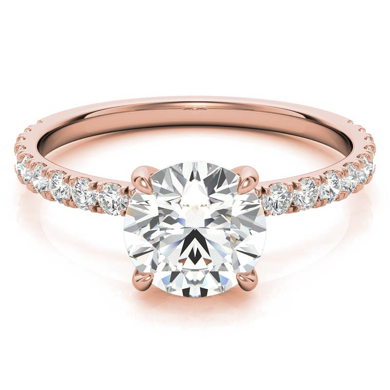 Petite Round U-Prong Moissanite Engagement Ring with Hidden Halo ...