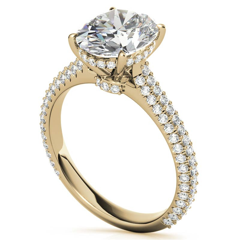 Oval Hidden Halo Pave Style Moissanite Engagement Ring - enr736-ov ...