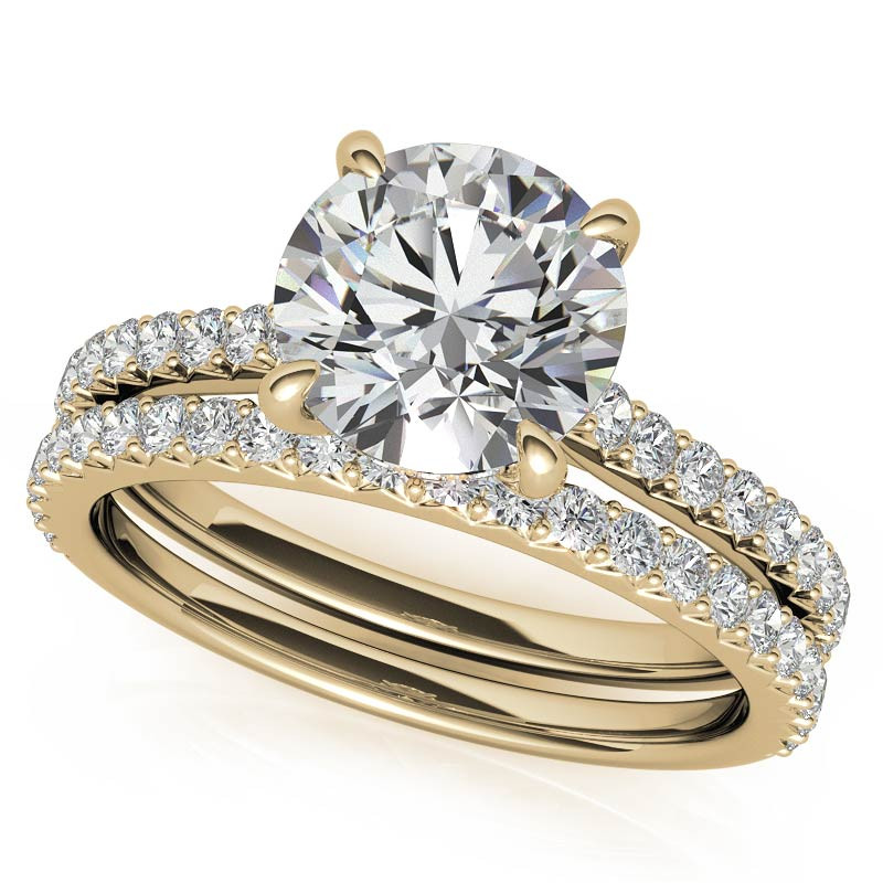 Round Cathedral Moissanite Engagement Ring with Hidden Halo - enr768 ...
