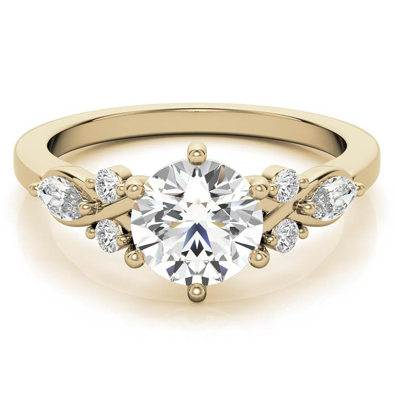 Round and Marquise Cathedral Moissanite Engagement Ring - enr773 ...