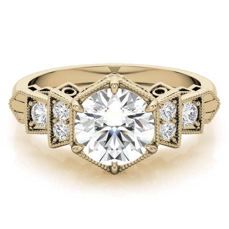 Antique Art Deco Inspired Moissanite Engagement Ring - enr789 ...
