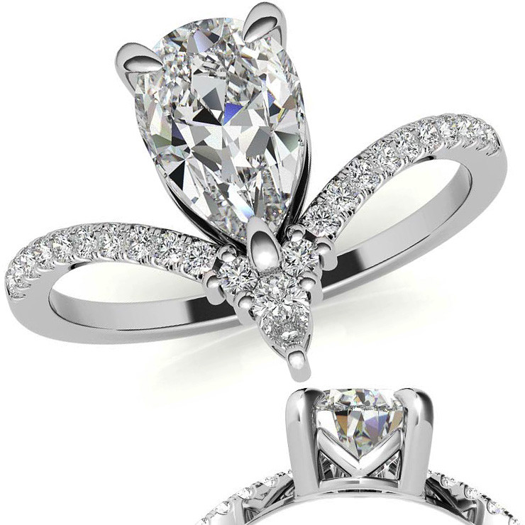 Chevron pear deals engagement ring