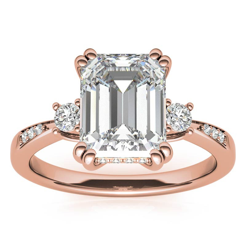 Emerald / Radiant Scroll Accent Moissanite Engagement Ring - enr855-em ...