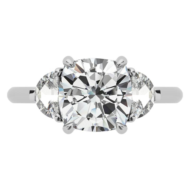 Cushion and Half Moon Moissanite Cathedral Engagement Ring - enr883-cu ...