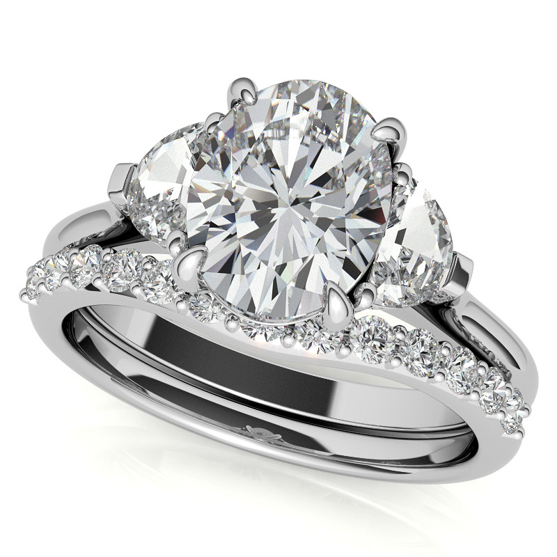 Oval and Half Moon Moissanite Cathedral Engagement Ring - enr883-ov ...