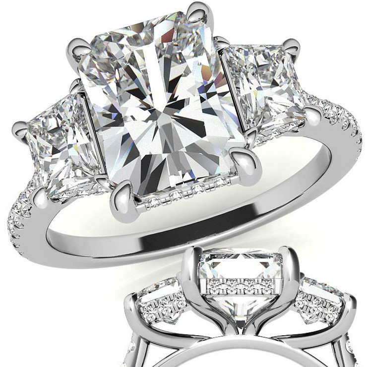 Buy Radiant Three Stones Ring, 18K Gold, Yellow Diamond Ring, Fancy Light  Yellow, Radiant Cut, Unique Engagement Ring, Radiant Engagement Ring Online  in India - Etsy