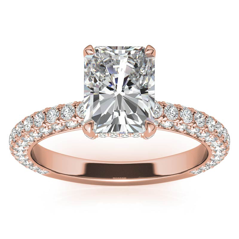 4-Prong Emerald / Radiant Pave Moissanite Engagement Ring - enr899-em ...