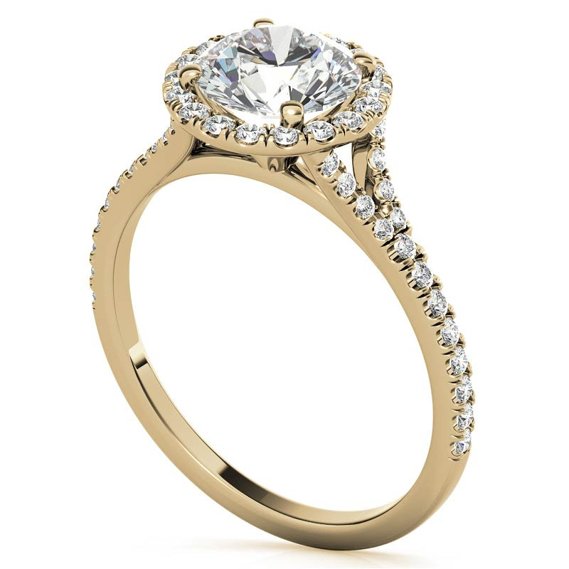 Petite Round Split Shank Moissanite Halo Engagement Ring - enr902 ...