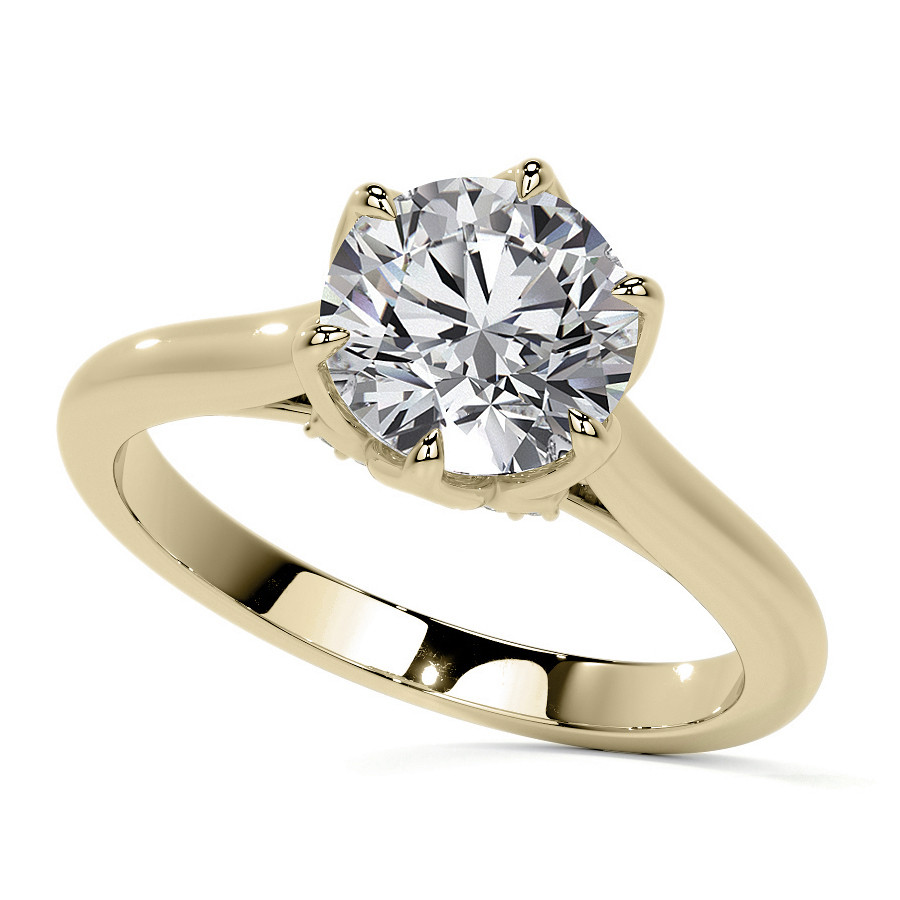 Round Tulip Prong Cathedral Moissanite Engagement Ring - enr947 ...