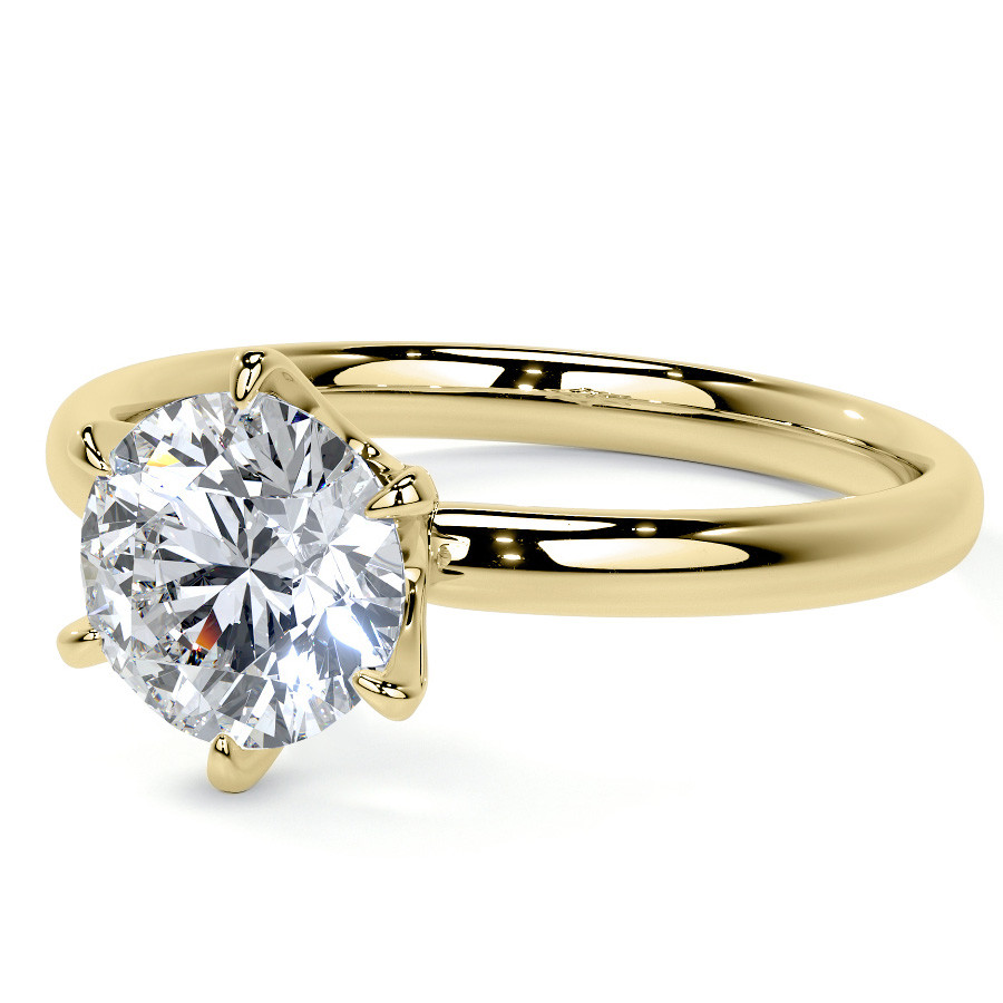 6-Prong Round Brilliant Moissanite Low Set Solitaire Ring - sol238d ...