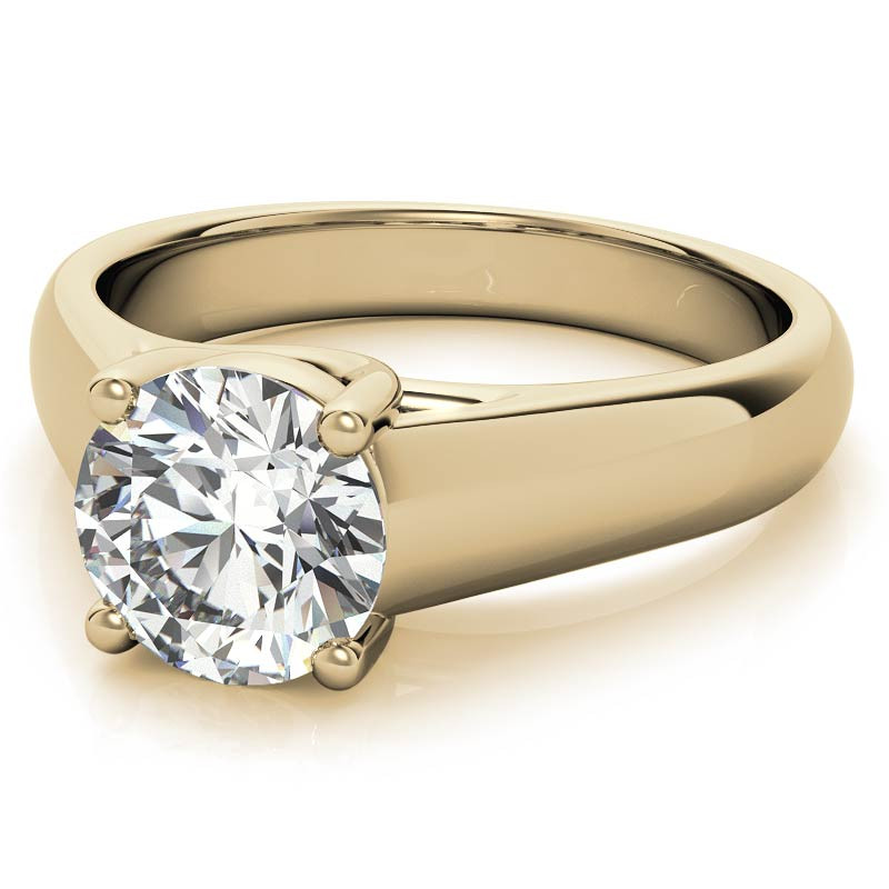 Round Heavy, Wide-Band Trellis Solitaire Ring - sol245 - MoissaniteCo.com