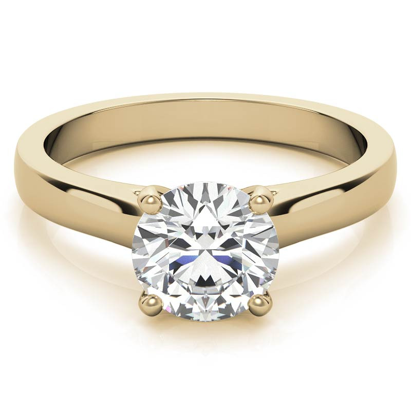 Round Brilliant Moissanite Solitaire Ring with Surprise Diamonds ...
