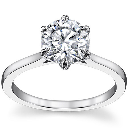 6-Prong Cathedral Round H&A Solitaire Ring - sol451 - MoissaniteCo.com