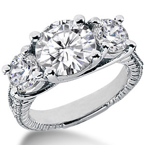 Round Brilliant Moissanite 3-stone Engagement Ring - Enr350 