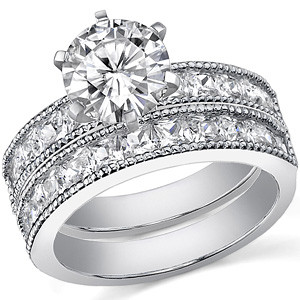 Moissanite V-Shape Stackable Band - stack143 - MoissaniteCo.com