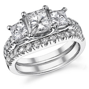 Round and Marquise Floral Moissanite Stackable Band - stack167 ...