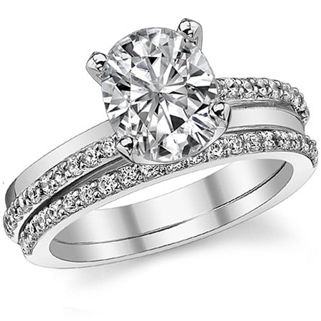 Round Moissanite Bypass Wedding Set, 0.41ct - Wed568 - Moissaniteco.com