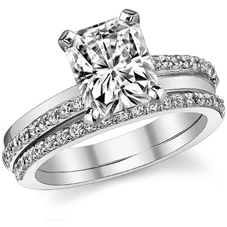 Round Moissanite Bypass Wedding Set, 0.41ct - wed568 - MoissaniteCo.com