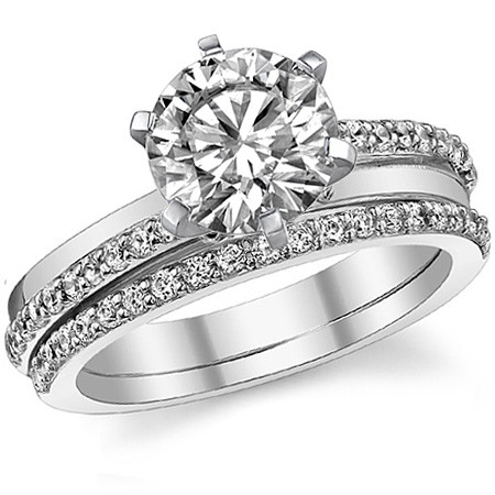 Round Moissanite Bypass Wedding Set, 0.41ct - wed568 - MoissaniteCo.com