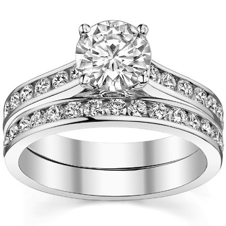 Channel Moissanite Engagement Ring with Surprise Diamond - eng223 ...