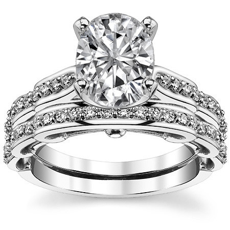 Round Brilliant Moissanite Designer Inspired Engagement Ring, 0.48ct ...