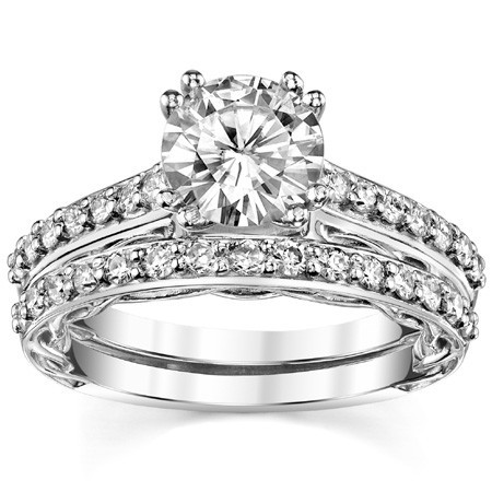 Round Brilliant Moissanite Designer Inspired Engagement Ring, 0.28ct ...