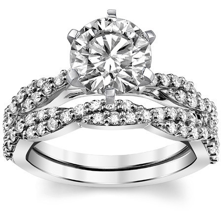 Round Brilliant Moissanite Twisted Infinity Engagement Ring, 0.30ct ...