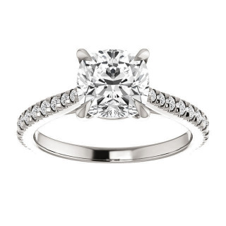 Cathedral Cushion Moissanite Eng Ring with Claw Prongs - enr049-cu ...
