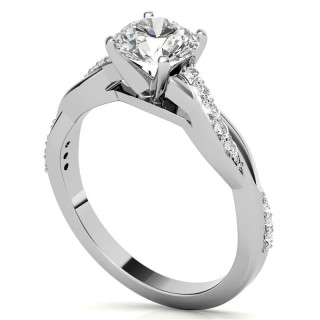 Round Brilliant Moissanite Twisted Engagement Ring Setting - eng030 ...