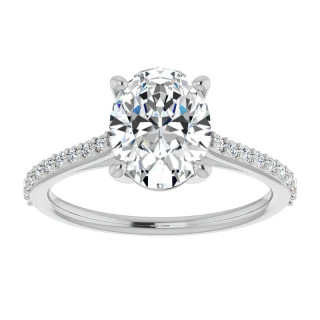 Oval Accented Cathedral Engagement Ring - enr067-ov - MoissaniteCo.com