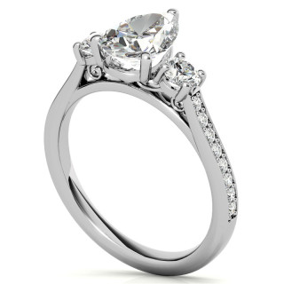 Pear Three-Stone Moissanite Cathedral Engagement Ring - enr163-pear ...
