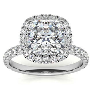 Cushion Halo Moissanite Engagement Ring with Hidden Collar - enr701-cu ...