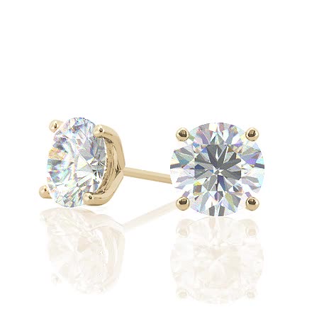 4-Prong Round Martini Moissanite Stud Earrings - ear157 - MoissaniteCo.com