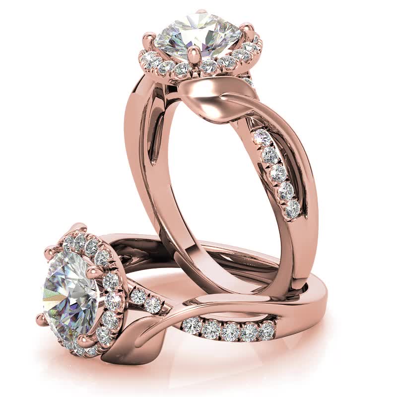 Floral Cathedral Halo Round Brilliant Engagement Ring - eng086 ...